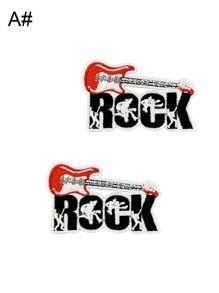 Set de 2/6 piezas de parches bordados de calavera y guitarra rock de estilo punk para música callejera, para planchar o coser en ropa, accesorios, mochilas, vaqueros, chaquetas, camisetas, gorras, vestidos, etc.
