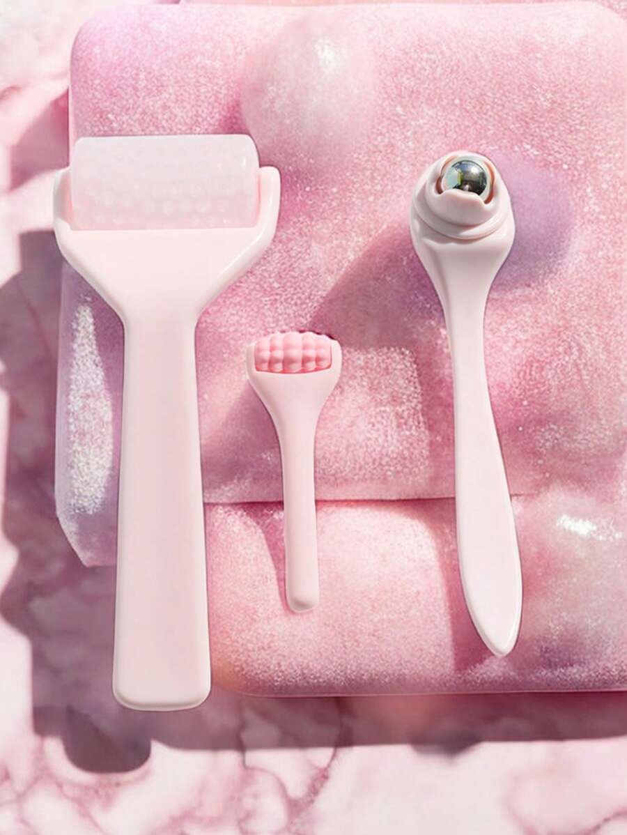 3pcs Makeup & Skincare Brushes Set, Home Spa Care Tools, Facial Massage For Glowing Skin, Eye Massager, Skin Care Gift For Women