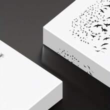 Black And White Silhouette Of A Deer And Tree With Birds. Large Wooden Framed Wall Art Artist Home Decoration Oil Painting - Bedroom, Bathroom, Living Room, Office, Kitchen, Christmas Gifts - 1 Piece