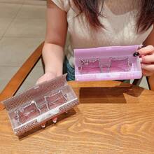 1pc Shiny Diamond-Shaped Multi-Function Storage Box, Suitable For Car Storage, Eyeglasses, Jewelry, Earphones, Cables