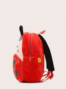 1pc Cartoon Red Ladybug Plush Backpack For Boys And Girls, Daily Use - Red - View 3