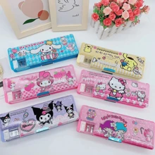Sanrio Estuche para lápices de Kuromi lindo con sacapuntas, bolsa para bolígrafos de Hello Kitty rosa, organizador de útiles escolares y de oficina con regla y borrador de My Melody, portaplumas de Pochacco, adornos de Cinnamoroll, regalos para el aprecio de los maestros, artículos autorizados de Sanrio, de vuelta a la escuela, útiles escolares, estuche para lápices, mochila escolar.