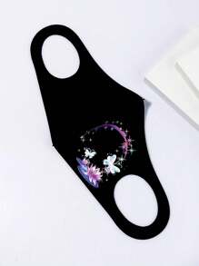 1 szt. personalizowana kolorowa maska na twarz z nadrukiem motyli i kwiatów, lekka, oddychająca, chroniąca przed słońcem, odpowiednia na festiwale, imprezy, na zewnątrz, do noszenia na co dzień