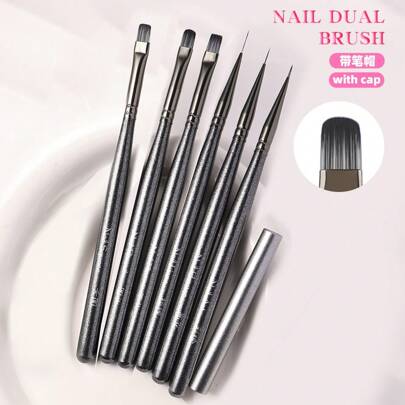 1/6Pcs Nylon Hair UV Gel Acrylic Nail Art Builder Brush Pen Drawing Pens For Nail Design Nail Supplies For Professionals