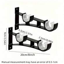 2/4pcs Double Curtain Rod Brackets, Heavy Duty Curtain Rod Holders For Hanging Curtains, Double Hardware Brackets, Wall Mounted, Rod Support Hooks, For 1" To 1.2" Curtain Rods - Multicolor - View 4