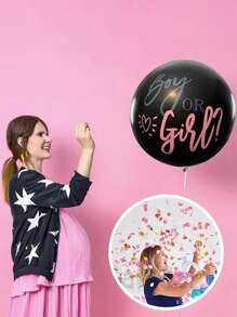Palloncino nero da 36 pollici con cerchio perfetto per la rivelazione del sesso, decorazione per feste per bambini e bambine "boy or girl"