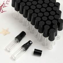 5/56 Stücke nachfüllbare transparente Glasparfümflaschen, mit feinem Zerstäuber in Schwarz, 0.07oz/0.1oz/0.17oz/0.34oz, Kunststoff Zerstäuber, Mini Reise-Utensilien, feuchtigkeitsspendend