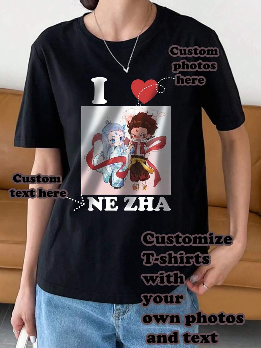 Personalisierte Geschenke, - Personalisierte Single Frauen T-Shirt Anpassung, Fügen Sie Ihren eigenen Text/Bild hinzu (Abzeichen Muster/Firmlogo/Familienfoto/Selfie, Nummer/Name/Zitat/Sondersatz/Witziger Satz/Slogan, usw.)