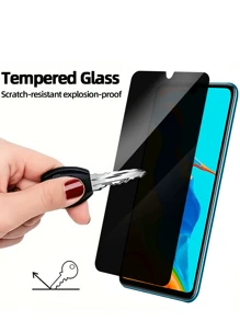 3 件隐私屏幕保护膜适用于 Vivo Realme 华为荣耀 Galaxy [防窥钢化玻璃]，超高清，防刮，无气泡，易于安装 9H 保护玻璃礼物，适合生日、家人、朋友手机屏幕保护膜，手机配件防水防震防摔防摔防指纹全覆盖 - 深灰色 - 查看 4