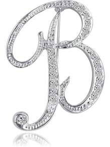 1 pièce paquet Broche géométrique simple de 26 lettres anglaises avec strass, broche élégante et de mode pour femmes. Épingle pour pull, manteau, robe, accessoires, sac, charme, école