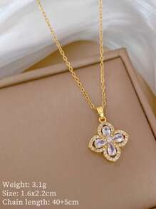 1 Set Stainless Steel Necklace & Earring Jewelry Set, Luxury Rhinestone Classic Versatile Personalized Party Earrings & Necklace Gift, No Gift Box