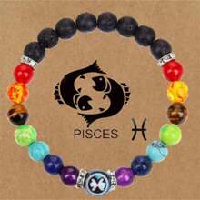 1pc 7 Chakra Bracelet Fashion Zodiac Bracelet Women Men Constellation Bracelet Jewelry Round Stone Beaded Prayer Yoga Bracelet Birthday Gift