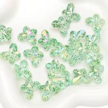 30 件 14x18 毫米鲜艳亚克力蝴蝶珠，多色透明，珠子内有亮片，适用于 DIY 珠宝制作、耳环、手链、项链、钥匙扣和工艺品 - 母亲节和友谊礼物