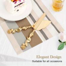 Wedding Cake Cutting Set Personalized Cake Knife Carving Pastry Pie Server Cake Pizza Knife Cake Lover Birthday Gift Wedding Birthday Anniversary Graduation Ceremony Cake Cutting Set - Kết cấu hoa hồng - Xem 7