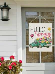 1pc Colorful Floral Garden Flag, Double-Sided Linen Yard Decoration, Spring
