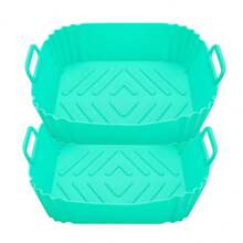 1pc/2pcs Reusable Silicone Air Fryer Liners - Thickened Square Baking Pan, Suitable For Healthy Cooking, Fit 4-7Qt Air Fryers, Oven & Microwave Safe, Non-Stick & Easy To Clean, Great Gift For Christmas, Halloween, Easter, Thanksgiving