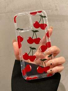 1 件红色樱桃印花透明气囊防摔 TPU 手机壳适用于 16 15 14 13 12 11 Pro Max、S24/23/22/21 Ultra、A55/54/53/52/51 防水防震防刮 - 彩色 - 查看 3