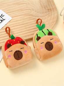 1pc Cartoon Capybara Bag Decoration, Backpack Accessories, Cute Coin Wallet, Keychain Pendant, Fruit Themed Small Bag, Suitable For Giving Small Gifts To Children On Birthdays And Holidays, Daily Storage Opening Red Envelope, Key Bag - Multicolor - View 13