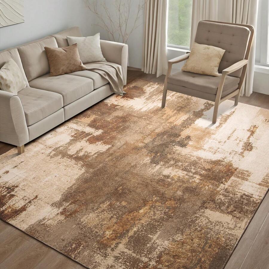 Entrance Rug Indoor Door Mats For Entryway Modern Abstract Washable Rug Non Slip Throw Rugs For Bedroom, Kitchen, Front Door Entryway - Brown - View 1