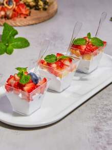 20/30 件，梯形甜点杯，慕斯杯，布丁杯，果冻冰淇淋，甜点冰淇淋杯，适用于节日派对用品，节日派对礼物 - 無色 - 查看 9