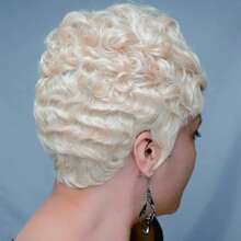Short Finger Wave Pixie Cut Human Hair Wigs Black Color Pixie Cut Wig Short Curly Brazilian Ocean Wave Wig Glueless Wigs For Women