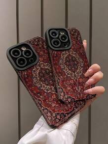 拼接元素时尚皮革单件装北欧复古美式民族风拼接图案竖条纹人造革柔软保护防震防水防摔防刮手机壳春季礼物周年纪念 - 北歐復古美國民族 - 查看 4