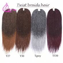 1 Piece Synthetic Crochet Braids Senegalese Twist Ombre Brown Grey Handmade Braiding Hair Extensions For Girls 22roots