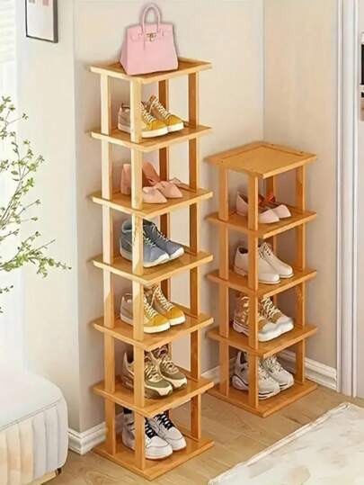 优雅的 7 层竹鞋架，采用天然木材饰面 - 节省空间且易于组装，适用于宿舍、走廊和厨房 - 时尚方形收纳整理器，适用于运动鞋、高跟鞋和细高跟鞋，鞋子收纳整理器