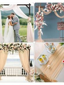 1pc Faux Pearl Decorated Sheer Fabric, Photography Backdrop, Can Be Used As Table Runner, Pearl Background Tablecloth, Wedding White Pearl Sheer Tablecloth, Wedding Arch Decor, Wedding Reception, Bridal Shower, Party Decoration