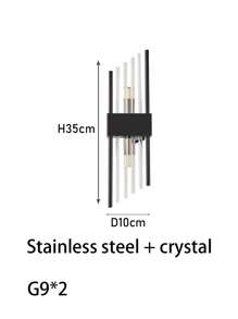 1/2pcs Modern Gold/Black Crystal Indoor Wall Lamp, Stainless Steel Body, G9 Light Source, Suitable For Living Room, Bedroom, Bedside, Home Decoration, LED Outdoor Wall Lamps