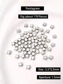 1 paquete (10g) (5g) (20g) Surtido de cuentas espaciadoras de varios estilos - corazón, estrella, formas geométricas, formas asimétricas, cuentas espaciadoras de color plateado para manualidades de collares y pulseras DIY