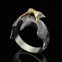 1 anillo con forma de águila voladora de animal geométrico creativo de moda para niña dorada, se puede enviar a hombres, joyería para uso diario en fiestas