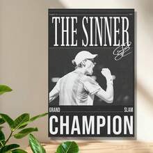 Framed Tennis Star Player Jannik Sinner Classic Poster Canvas Painting Wall Art Poster For Bedroom Living Room Decor Birthday Party Decor, Mother's Day New Year Easter Gift, Home Living Room Office Wall Decor, Perfect Gift And Wall Decoration - Framed - View 1