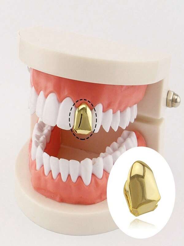 Grillz Unitário Hip-Hop - Banhado A Ouro 18k Para Dentes