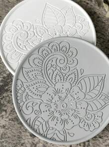 Diy Crystal Epoxy Cup Mat Mold, Mirror Finish Pattern Circle Resin Silicone Mold For Teacup