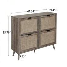 [Bohemian Shoe Rack] 4-Door Invisible Storage System | Anti-Dumping Device | Living Room Dual-Use | Length 41.3*Width 9.4 Inches * Height 35.83 Inches | Small Apartment Artifact