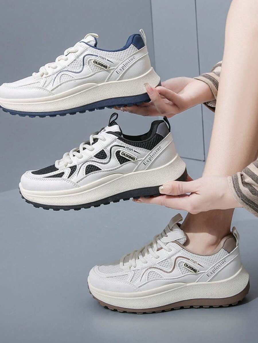 1 para damskich tenisówek z siateczki 2025 Spring, nowe koreańskie buty sportowe na platformie studenckiej Ins Style