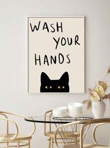 1幅趣味猫咪“洗手”帆布艺术画 - 无框浴室及家居装饰海报，复古/现代风格，适用于客厅、卧室、办公室 - 彩色 - 查看 11