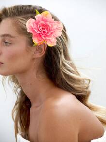 1pc Bohemian Artificial Flower Hair Clip, Suitable For Beach, Resort, And Photo Shooting