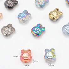 30pcs/Pack Mix Color Crystal Rabbit Pendant, Cute Rabbit Head Pattern Glass Beads Charms For DIY Jewelry Making, Necklace, Earrings, Bracelets