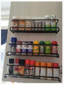 2 件/4 件简约纯色香料罐架，厨房储物架 - 黑色 - 查看 11