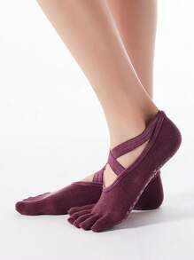 女士防滑瑜伽分趾袜、透气交叉带普拉提运动袜、芭蕾普拉提袜、普拉提袜、女士交叉带分趾防滑袜、防滑缓冲踝袜、硅胶防滑纯色室内地板袜、多色低帮踝袜（普拉提、舞蹈、瑜伽、健身、室内运动、秋季适用）