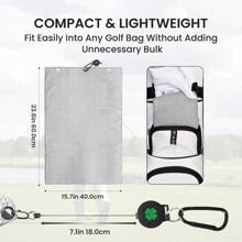 FINGER TEN Golf Towels For Golf Bags With Strong Magnetic Retractable Carabiner 24''X16'' Lightweight Absorbent Microfiber Waffle Pattern Tri-Fold Towel 1 Pack