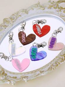 Personalized Custom Acrylic Heart-Shaped Name Valentine's Day Couples Same Style Acrylic Key Chain Four Seasons Exclusive Suitable For Lovers And Friends Best Fashion Items