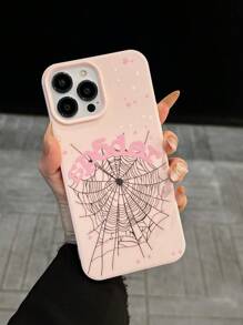 粉色 1 件全新 TPU 蜘蛛网手机壳适用于 15 15pro 14 防震防摔时尚品牌可爱适用于 13/12/11/15promax/14promax/13pro/12promax/7/8/7plus/8plus/XR/XS/X/16promax 防水防刮 - 粉色 - 查看 3