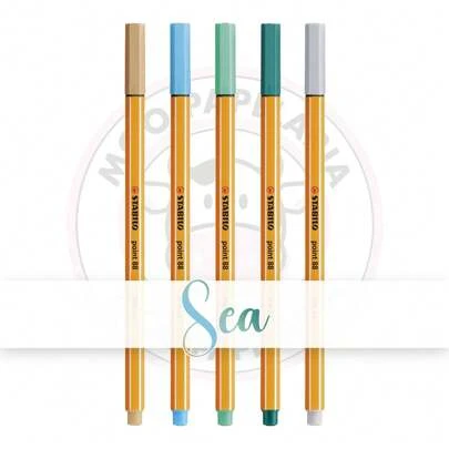  Kit Caneta Hidrográfica 0.4mm Point 88 Stabilo - Sea - Kit 5 UN