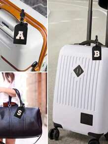 A-Z Initial Luggage Tag, TSA Approved Suitcase Tag With Privacy Cover And Name Card, Suitable For Backpacks, Travel Bags, Suitcases, Travel Essentials, Back To School, Fitness, School Supplies, Holiday Camping, Vacation Necessities, Vacation Accessories, Unisex. The A-Z Letters Make An Ideal Gift For Friends, Sisters And Mothers On Women's Day, Mother's Day. - Black - View 8