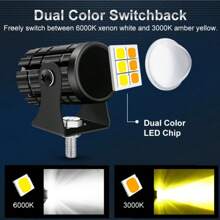 2pcs 60W Driving LED Lights Motorcycle Headlight 60W Double Color White 6000K High Beam Amber 3000K Low Beam LED Fog Sport Lights For Cars ATV UTV Motorcycle Car Accessories Car Must Haves Accesorios Para El Carro Car Light