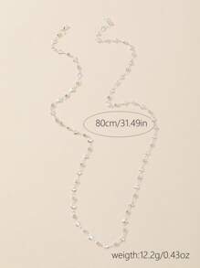 1pc Gold/Silver Sexy Y-Shaped Chain Necklace, Shiny Pendant Accessory For Daily Wear, Date, Party, Vacation, Holidays, Deep V, Anniversary, Birthday Gift, Bohemian Style, Elegant, Simple, Fashionable, Cute
