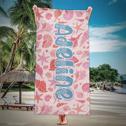 1pc Customized Beach Towel, Quick Dry Swimming Towel, Comfortable Sand Towel, Stylish Pool Towel, Custom Name, Flower, Vintage, Beautiful Yoga Mat, Beach Accessory, Essential Holiday Gift For Mother's Day, For Birthdays, Kitchen, Dining Room, Bedroom, Office, Living Room, Home, Tea Room, For Anniversaries, For Graduation, For Weddings Summer Bathroom Decor Travel Essentials Travel Accessories Beach Essentials,Sunny Journey,Warm Ambience,Home & Living,Customized Beach Towels,Home & Living